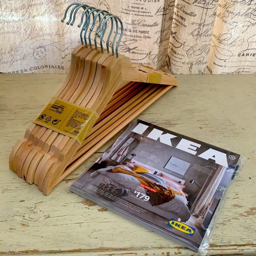 8 wooden closet clothing hangers IKEA BUMERANG + free catalogue last issue NEW